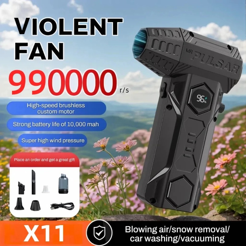 Dryer Car Blower - 送風機 X11 超強力 990000RPM 圧縮空気ダスター電力消費量表示空気真空送風機ジェットファン車用