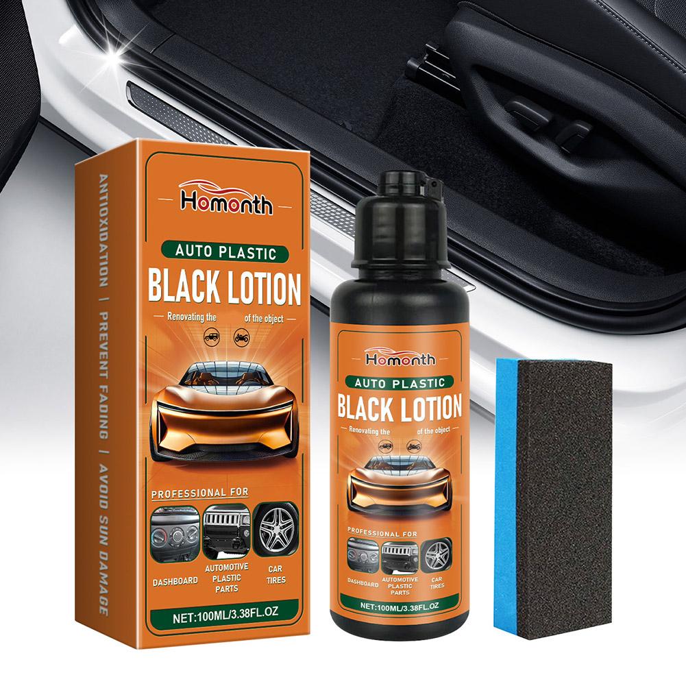 Trim Restorer Plastic - 車用プラスチック復元剤ブラックローション、車内・車外トリム修復剤（スポンジ付き）、ダッシュボード・タイヤ再生用
