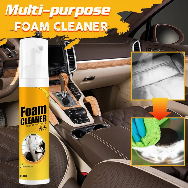 Leather Cleaner Interior - 車内シート多機能フォームクリーナー レザークリーナー 車用フォームクリーナー 内装汚れ除去 洗浄 メンテナンス