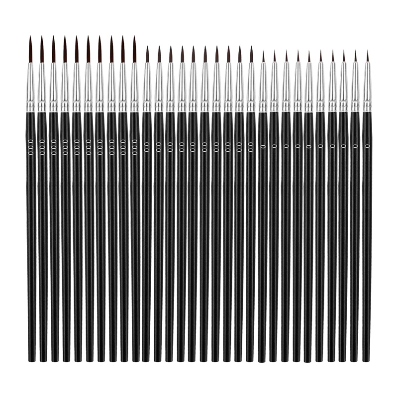 Detailing Brush Set - 30本入り極細ディテールペイントブラシセット、3サイズのミニチュアペイントブラシ付き、アクリル、水彩、油絵用
