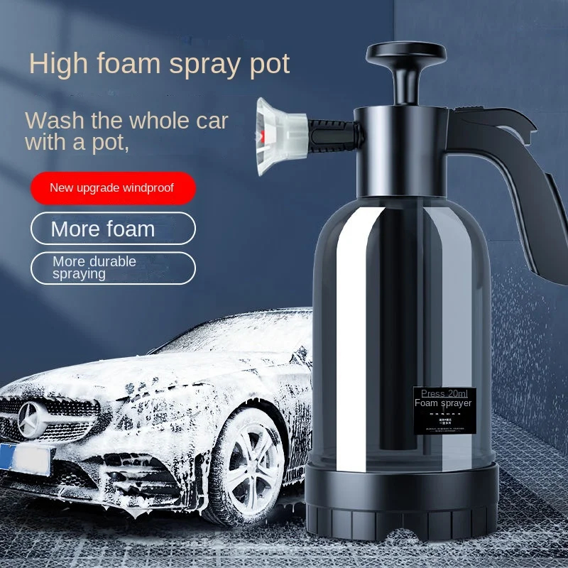Foam Cannon Car Wash - 2Lハンドポンプフォームスプレーヤー、2種類のノズル付き、ハンド空気圧式フォームキャノン、スノーフォーム洗車スプレーボトル、車窓洗浄用