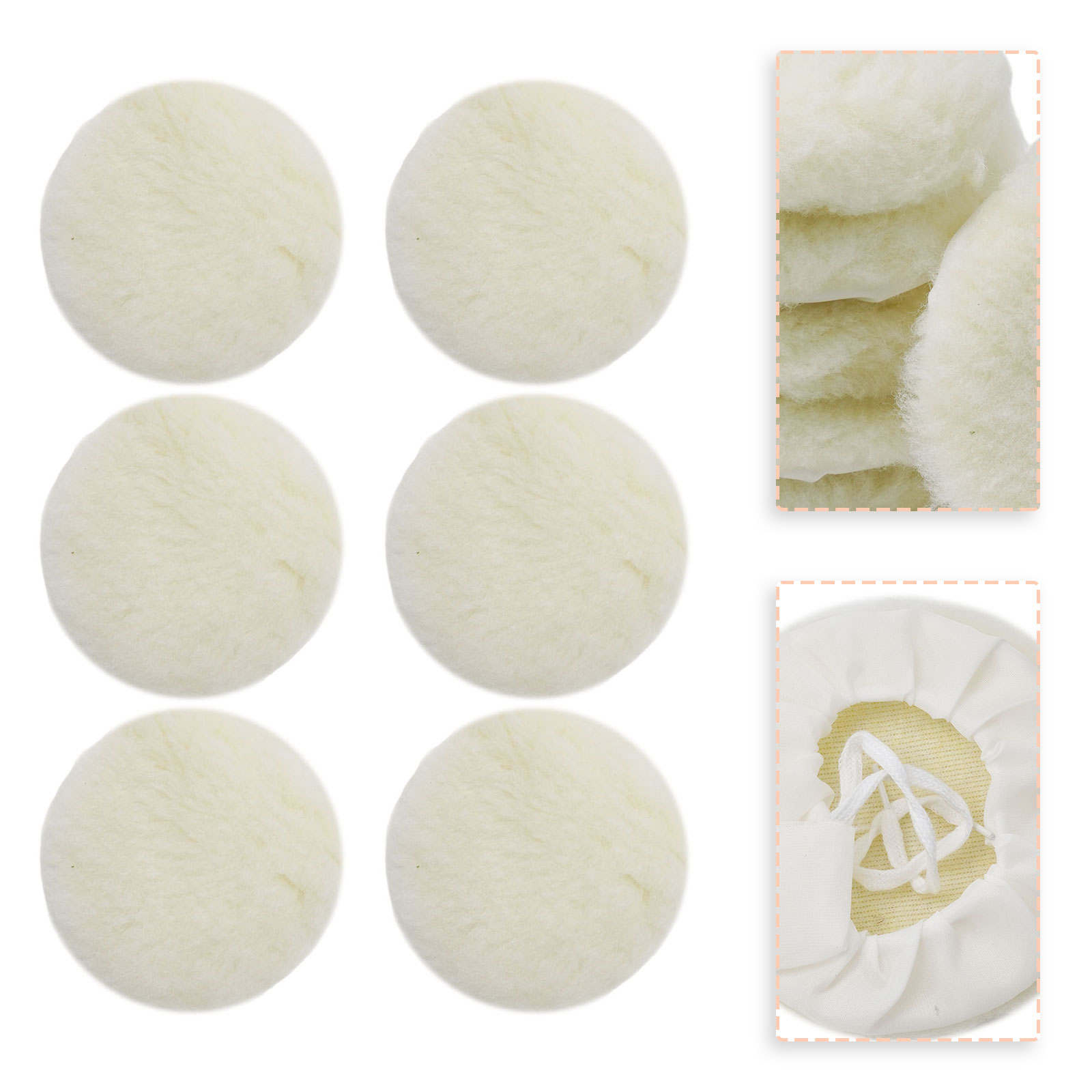Polish Pad Set Buffer - セット バフパッド 125mm バッファー ラムウール ポリッシャー