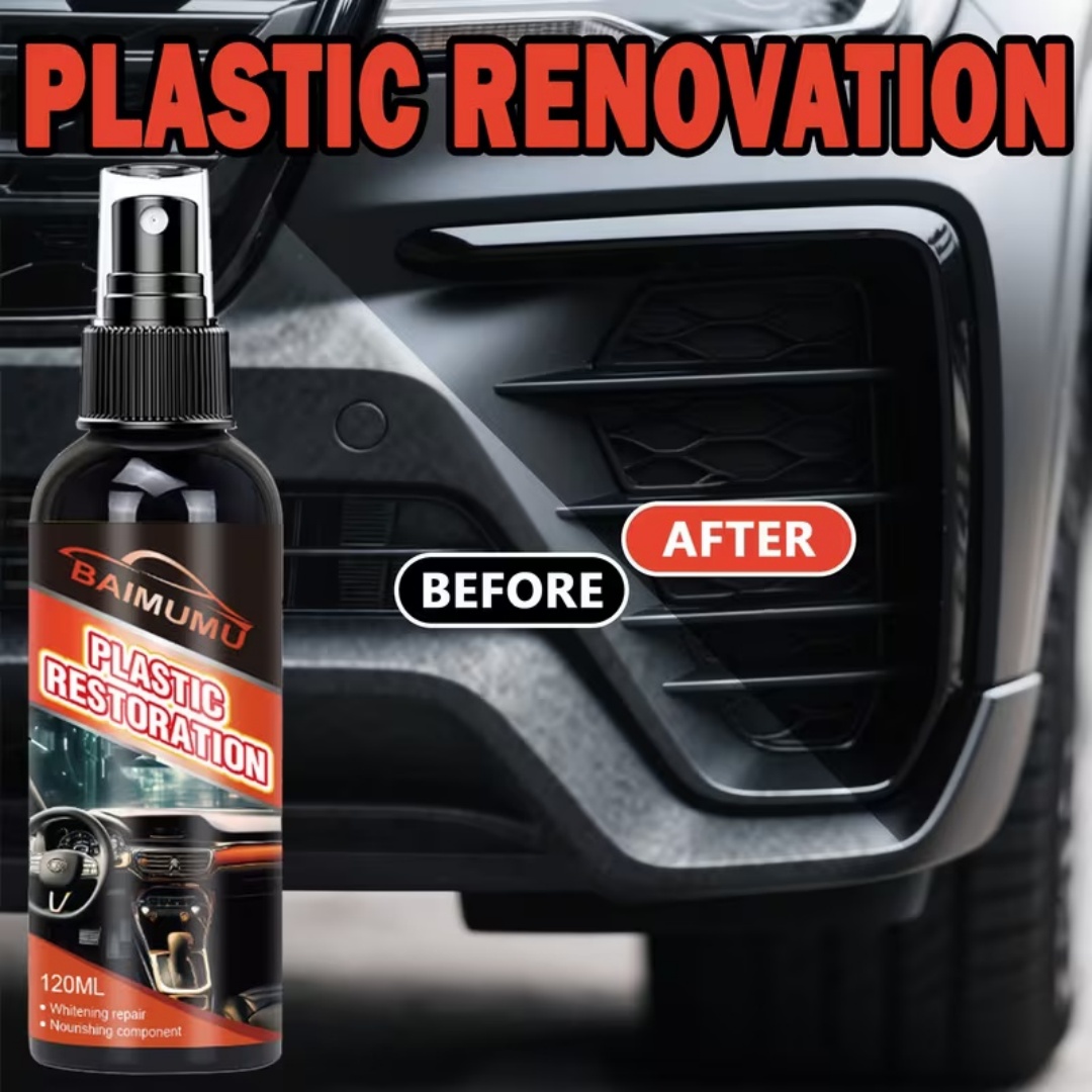 Trim Restorer Plastic - 120ml 車用プラスチック復元スプレー、ダッシュボード＆トリム用オートプラスチックリノベーター、ホワイトニング、栄養補給、プラスチックの修復