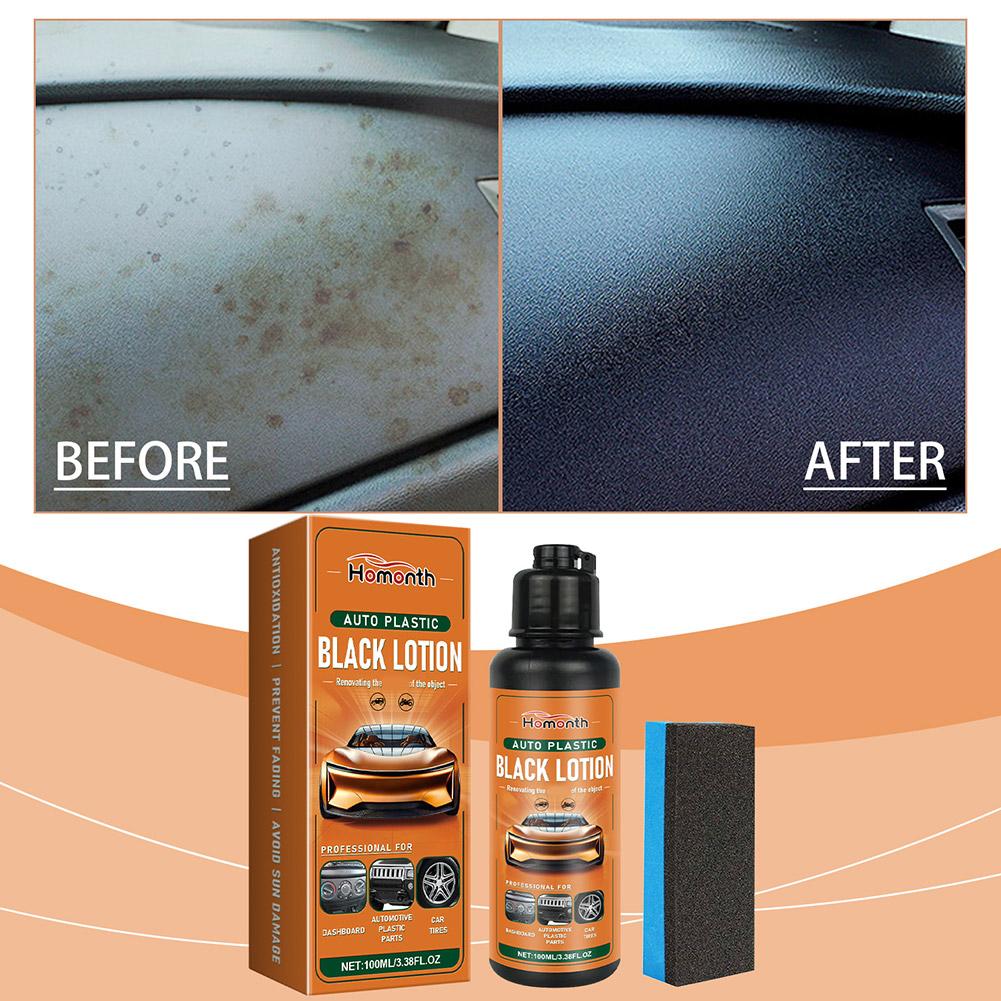 Trim Restorer Plastic - 100ml自動車用プラスチックブラックローション、プラスチック復元剤、黒色コーティング、ダッシュボードトリム、タイヤ用、老化防止、UV保護、再生剤