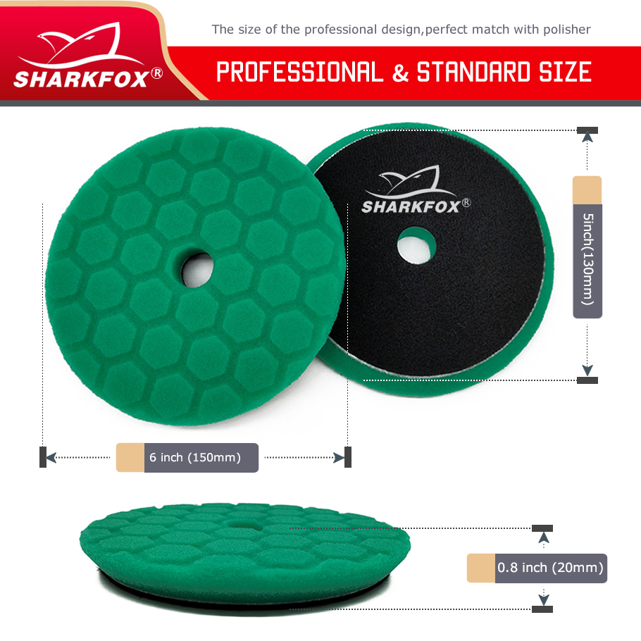 Sharkfox-車のバフ研磨パッド,電気六角スポンジ,バッ - Polish Pad Set Buffer のレビューと価格