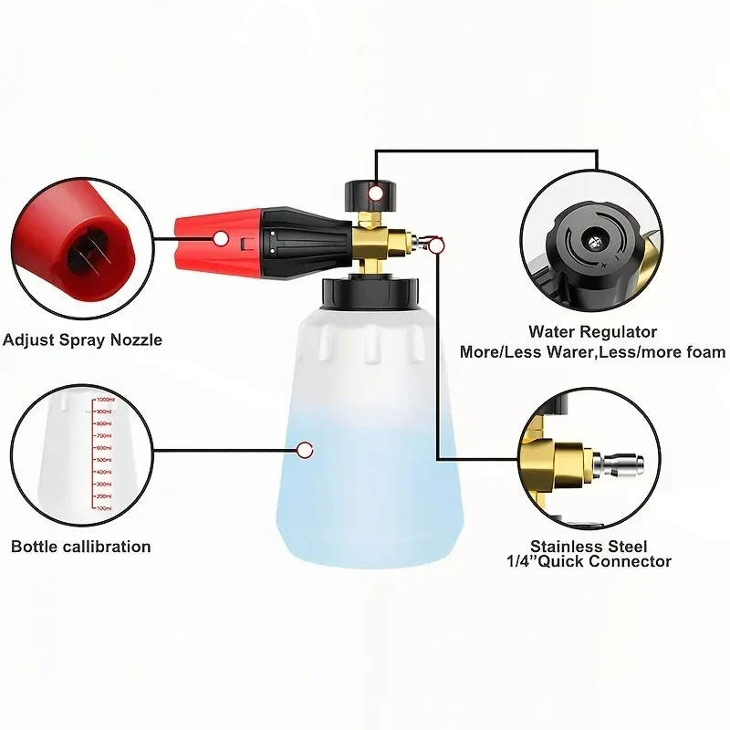 高圧PAフォームキャノン調整可能フォームスプレーヤースノーフ - Pressure Washer Foam Gun のレビューと価格