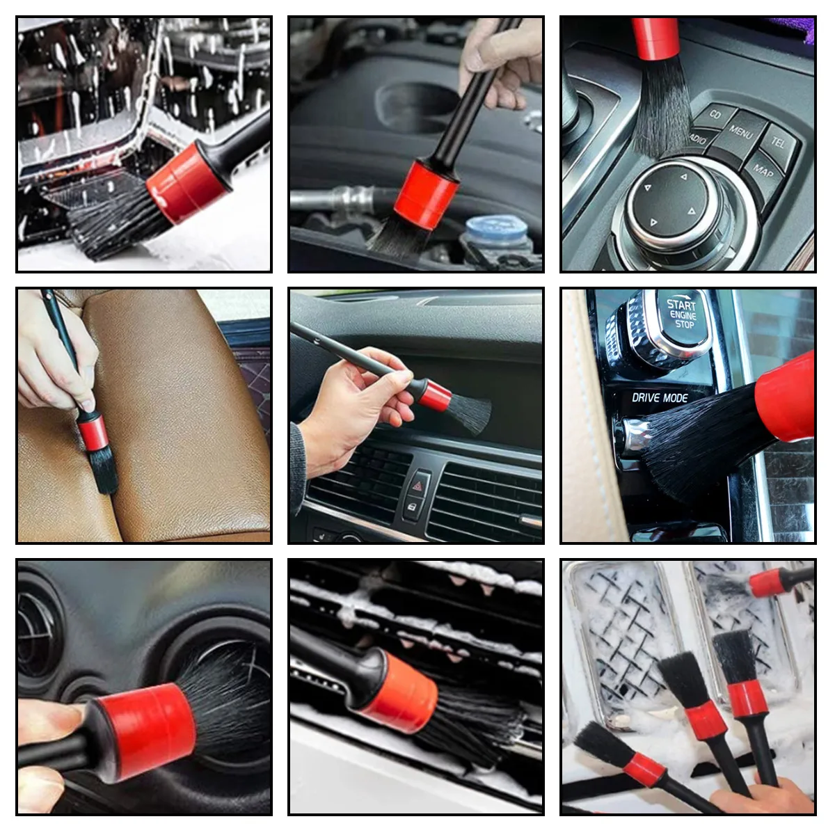 126点入り車内清掃キット、通気孔スポンジタオルエッジ付き、 - Dirt Brush Interior のレビューと価格