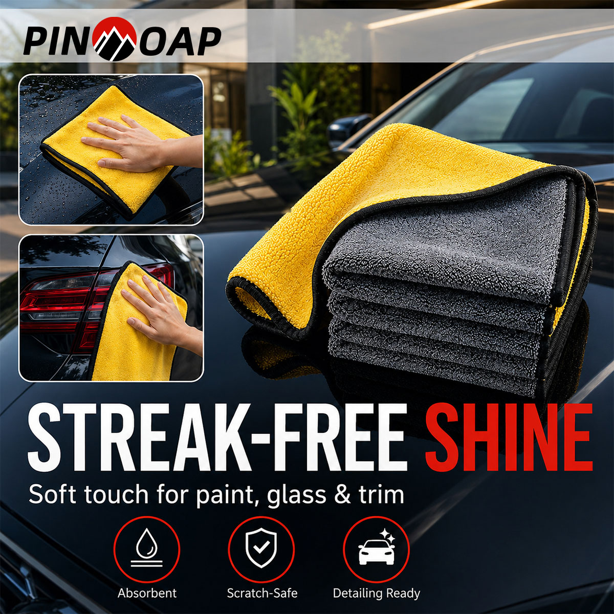 PINMOAP 1/3/5/10 個マイクロファイバークリー - Microfiber Towel Detailing のレビューと価格
