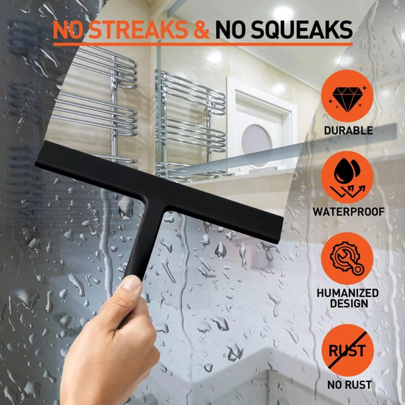 マットブラックシリコン製スクイジーセット、線引き防止クリーニ - Glass Cleaner Streak のレビューと価格