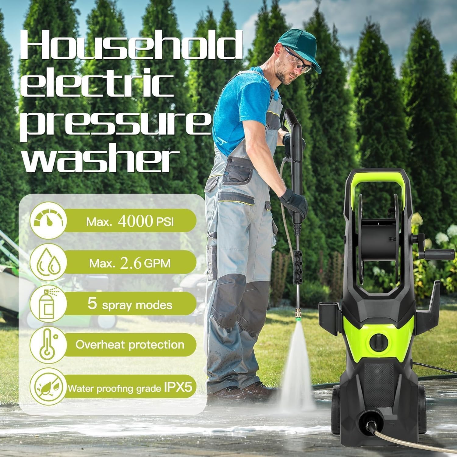 4000PSI電動高圧洗浄機、3000Wパワーウォッシャー（ - Pressure Washer Foam Gun のレビューと価格